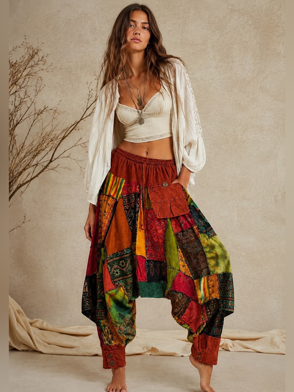 85 🌟 * Handmade Patchwork Boho Harem
Pants | Festival Hippie Gypsy | One Size